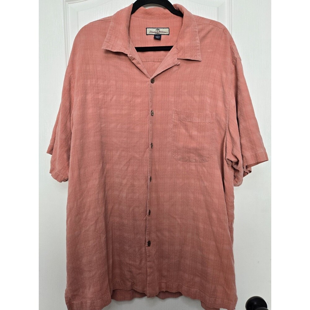 Tommy Bahama Mens Shirt Silk XXL Pink Mauve Tropical Relax 2XL